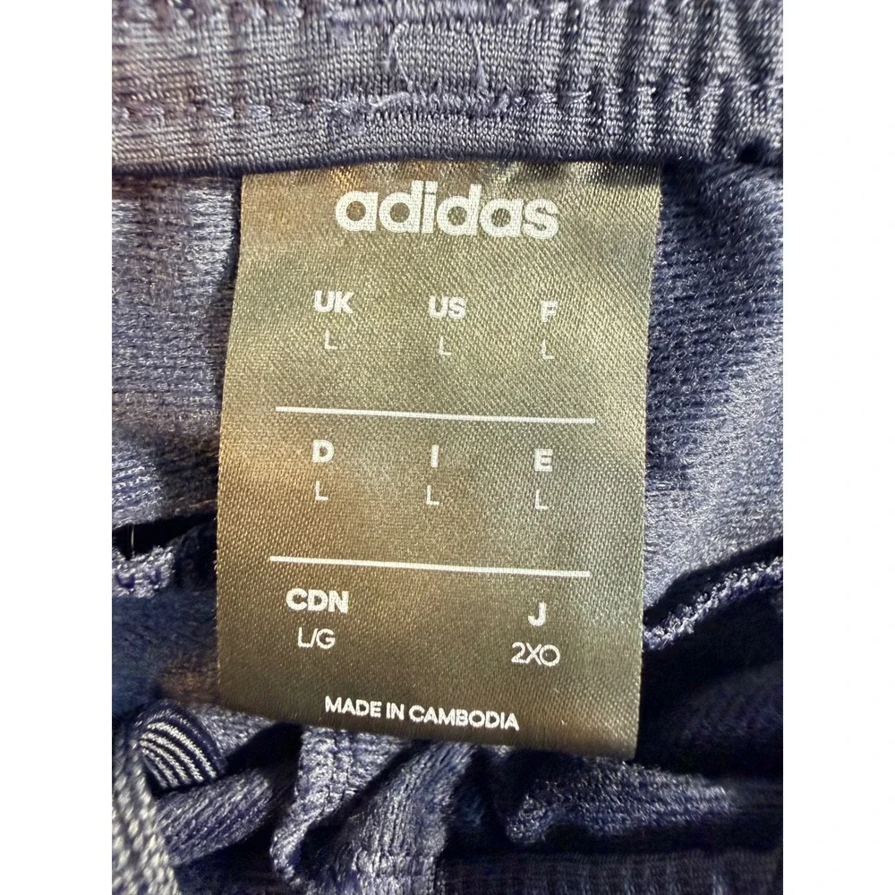 Adidas Mens Navy Blue White Triple Stripe Athletic Gym Shorts Pockets Medium